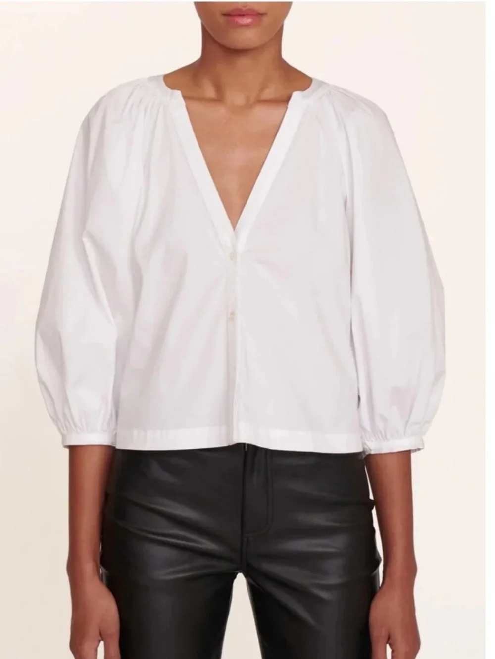 BOGO! Staud Dill Blouse Stretch Cotton Poplin Button Front White Size XS